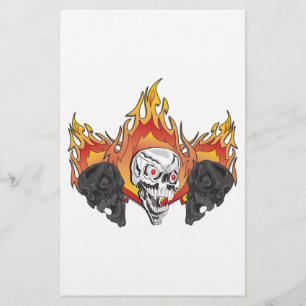 3flaming skulls kopiëren briefpapier