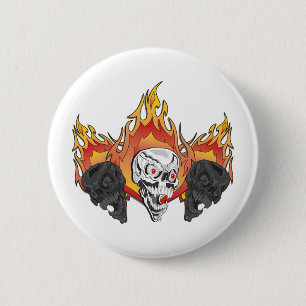 3flaming skulls kopiëren ronde button 5,7 cm