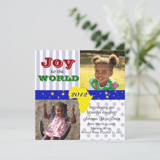 3Foto Joy to the World Africa Adoption Card Feestdagenkaart (Staand voorkant)