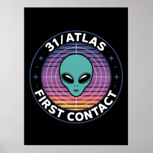 3I Atlas Glitch Stijl Sci-Fi Retro Ruimte Grappig Poster