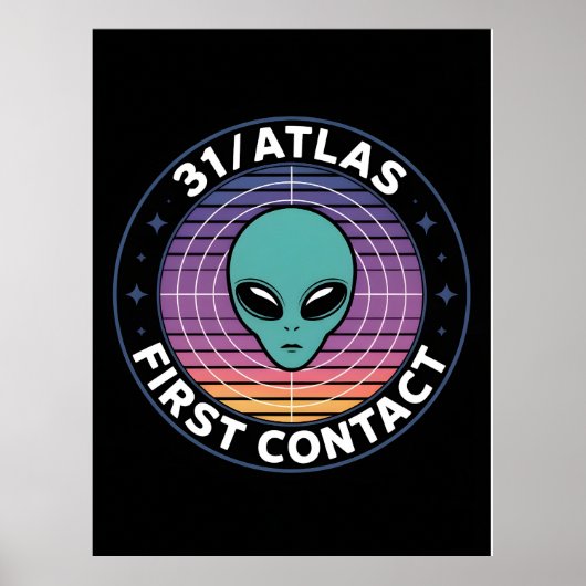 3I Atlas Glitch Stijl Sci-Fi Retro Ruimte Grappig Poster (Voorkant)