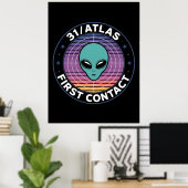 3I Atlas Glitch Stijl Sci-Fi Retro Ruimte Grappig Poster (Thuiskantoor)