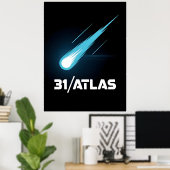 3I Atlas Glitch Stijl Sci-Fi Retro Ruimte Grappig Poster (Thuiskantoor)