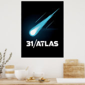 3I Atlas Glitch Stijl Sci-Fi Retro Ruimte Grappig Poster (Keuken)