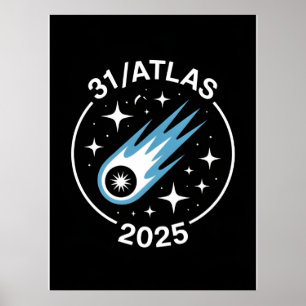 3I Atlas Glitch Stijl Sci-Fi Retro Ruimte Grappig Poster