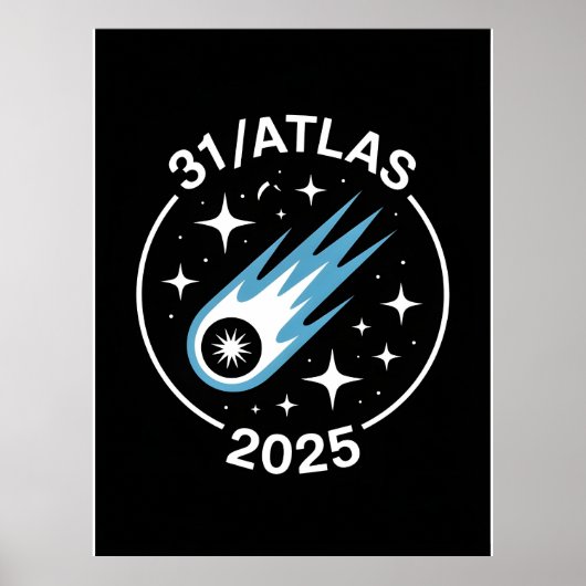 3I Atlas Glitch Stijl Sci-Fi Retro Ruimte Grappig Poster (Voorkant)