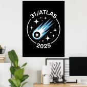 3I Atlas Glitch Stijl Sci-Fi Retro Ruimte Grappig Poster (Thuiskantoor)
