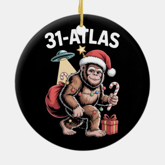 3I Atlas Glitch Style Sci Fi Retro Space Funny Keramisch Ornament (Achterkant)