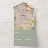 3in1 Boho Pampas Gras Trouw RSVP All In One Uitnodiging (Binnen)