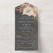 3in1 BOHO Pampas Grass Terracotta Wedding RSVP All In One Uitnodiging (Binnen)