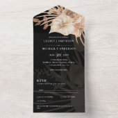 3in1 BOHO Pampas Grass Terracotta Wedding RSVP All In One Uitnodiging (Binnen)