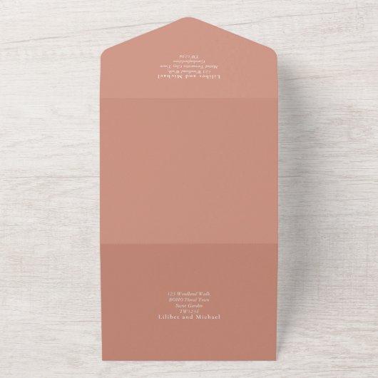 3in1 BOHO Pampas Grass Terracotta Wedding RSVP All In One Uitnodiging (Buitenkant)