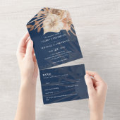 3in1 BOHO Pampas Grass Terracotta Wedding RSVP All In One Uitnodiging (Afscheurbaar)