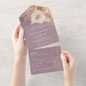 3in1 BOHO Pampas Grass Terracotta Wedding RSVP All In One Uitnodiging (Afscheurbaar)