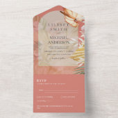 3in1 Boho Pampas Grass Wedding RSVP All In One Uitnodiging (Binnen)