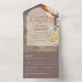 3in1 Boho Pampas Grass Wedding RSVP All In One Uitnodiging (Binnen)