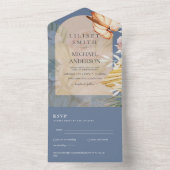 3in1 Boho Pampas Grass Wedding RSVP All In One Uitnodiging (Binnen)