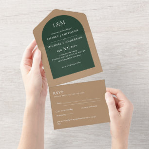 3in1 Bold Typography Minimal Simple Wedding RSVP All In One Uitnodiging
