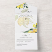 3in1 Dusty Blue LEMONS Weddenschap All In One Uitnodiging (Binnen)
