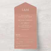 3in1 Gedemd Terracotta Clay Text Wedding Invite All In One Uitnodiging (Binnen)