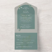 3in1 Greenery Eucalyptus Arch Wedding RSVP All In One Uitnodiging (Binnen)