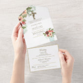 3in1 katholieke trouwuitnodigingen bloem goud RSVP All In One Uitnodiging (Afscheurbaar)