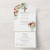 3in1 katholieke trouwuitnodigingen bloem goud RSVP All In One Uitnodiging (Binnen)