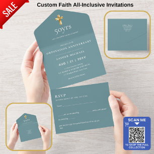 3in1 Ordination Jubileum INVITE and RSVP Priest All In One Uitnodiging