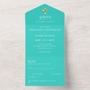 3in1 Ordination Jubileum INVITE and RSVP Priest All In One Uitnodiging