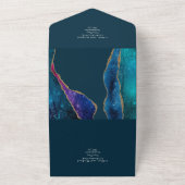 3in1 Paars Blauw Goud Goud AGATE Trouw RSVP Al All In One Uitnodiging (Buitenkant)