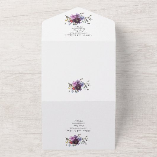 3in1 Paarse lavender PHOTO Wedding INVITE RSVP All In One Uitnodiging (Buitenkant)
