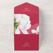 3in1 Roze Magnolia Roos Weddenschap RSVP All In One Uitnodiging (Buitenkant)