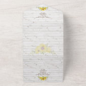 3in1 Rustic Sunflower Woodland Weddenschap RSVP Al All In One Uitnodiging (Buitenkant)