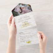 3in1 Rustic Sunflower Woodland Weddenschap RSVP Al All In One Uitnodiging (Afscheurbaar)