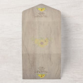 3in1 Rustic Sunflower Woodland Wedding RSVP All In One Uitnodiging (Buitenkant)