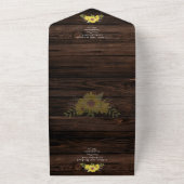3in1 Rustic Sunflower Woodland Wedding RSVP All In One Uitnodiging (Buitenkant)