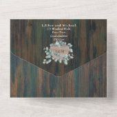 3in1 Rustic Wood Heart PHOTO Wedding RSVP All In One Uitnodiging (Achterkant)