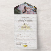 3in1 Rustic Zonnebloemen Bos Bruiloft RSVP Alle All In One Uitnodiging (Binnen)
