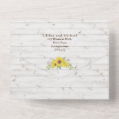 3in1 Rustic Zonnebloemen Bos Bruiloft RSVP Alle All In One Uitnodiging (Achterkant)