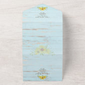 3in1 Rustige zonnebloemen Driftwood Aqua Wedding R All In One Uitnodiging (Buitenkant)
