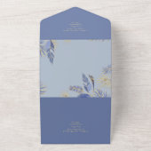 3in1 Stofblauw Goud Boho Veren Trouw RSVP All In One Uitnodiging (Buitenkant)