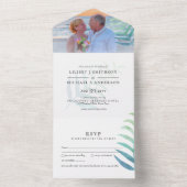 3in1 Tropisch palm Beach PHOTO Weddenschap Budget  All In One Uitnodiging (Binnen)