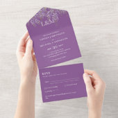 3in1 Wisteria Bloem Violet Trouw Uitnodiging RSVP (Afscheurbaar)