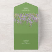 3in1 Wisteria Floral Green Wedding Invite RSVP All In One Uitnodiging (Buitenkant)