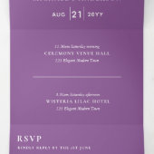 3in1 Wisteria Floral Violet Wedding Noite RSVP Drieluik Kaart (Binnenkant midden)