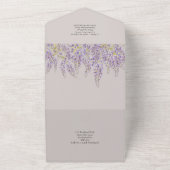 3in1 Wisteria Sand Floral Wedding Invite RSVP All In One Uitnodiging (Buitenkant)