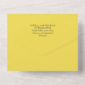 3in1 Zonnige Gele Tekst Uitnodiging Bruiloft RSVP (Achterkant)