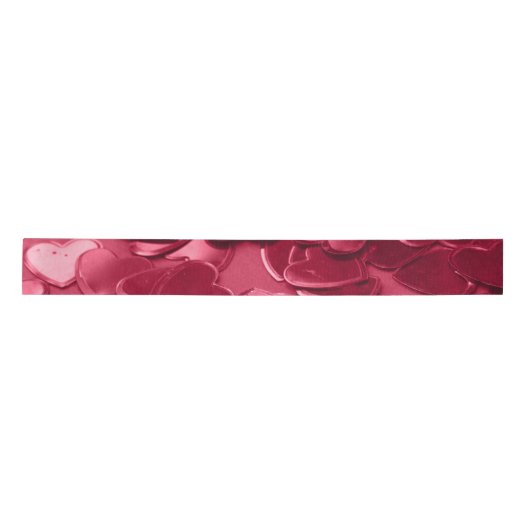 3in saffron ribbon, pink heart confetti print satijnen lint (Voorkant)
