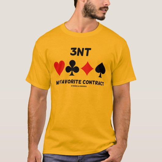 3NT Mijn favoriete contract Vier kaartSuits Bridge T-shirt (Voorkant)