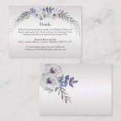 #3Paarse Silver Grey Bloemen Detail Behuizing Kaar Informatiekaartje (Voorkant / Achterkant)